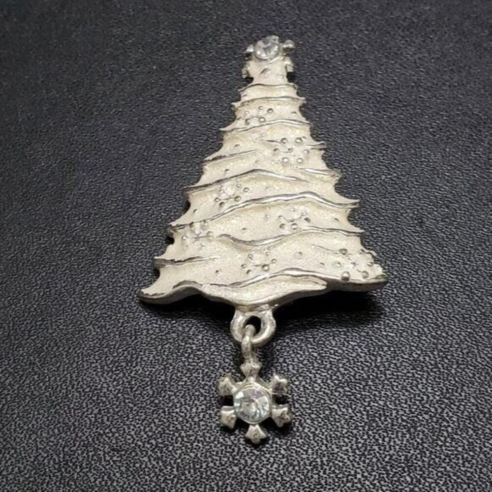 Christopher Radko white holiday tree brooch